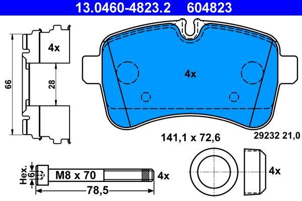 Jeu de 4 plaquettes de frein ATE ref. 13.0460-4823.2