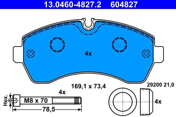 Jeu de 4 plaquettes de frein ATE ref. 13.0460-4827.2