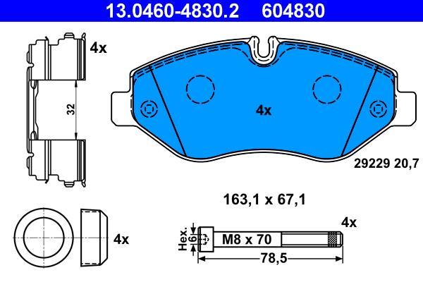 Jeu de 4 plaquettes de frein ATE ref. 13.0460-4830.2