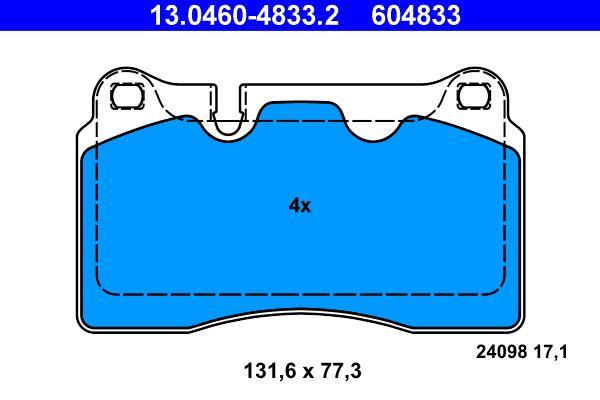 Jeu de 4 plaquettes de frein ATE ref. 13.0460-4833.2