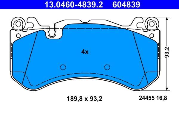 Jeu de 4 plaquettes de frein ATE ref. 13.0460-4839.2