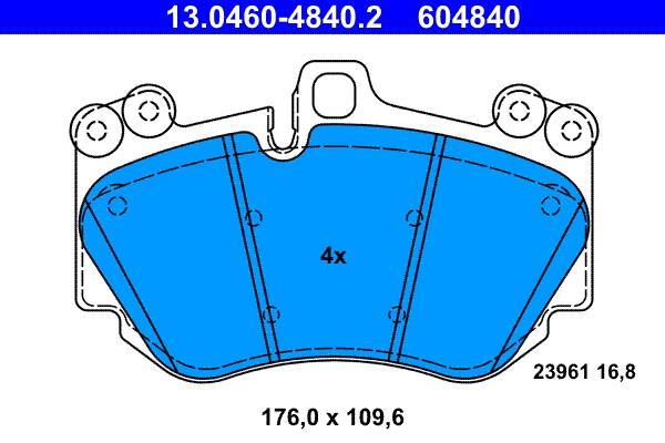 Jeu de 4 plaquettes de frein ATE ref. 13.0460-4840.2