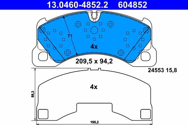 Jeu de 4 plaquettes de frein ATE ref. 13.0460-4852.2