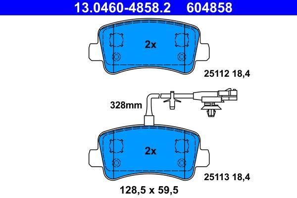 Jeu de 4 plaquettes de frein ATE ref. 13.0460-4858.2