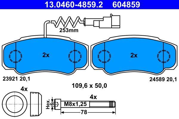 Jeu de 4 plaquettes de frein ATE ref. 13.0460-4859.2