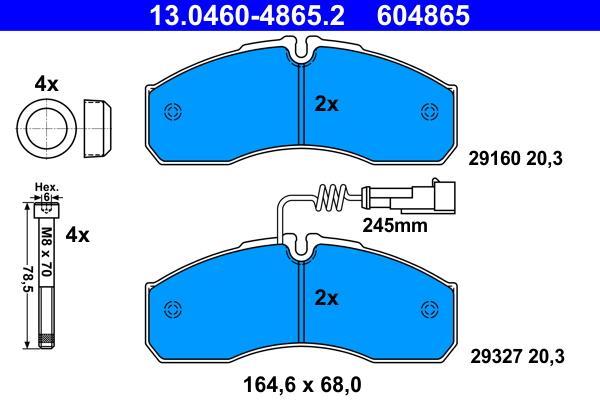 Jeu de 4 plaquettes de frein ATE ref. 13.0460-4865.2