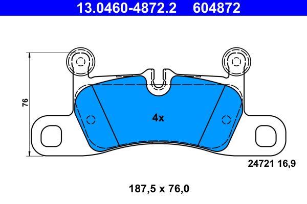 Jeu de 4 plaquettes de frein ATE ref. 13.0460-4872.2
