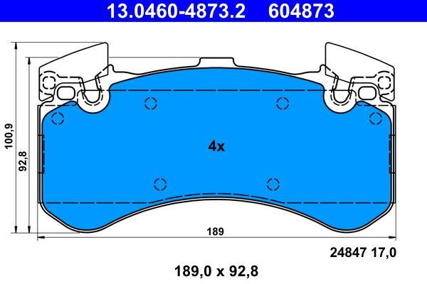 Jeu de 4 plaquettes de frein ATE ref. 13.0460-4873.2