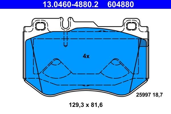 Jeu de 4 plaquettes de frein ATE ref. 13.0460-4880.2