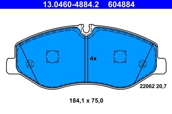 Jeu de 4 plaquettes de frein ATE ref. 13.0460-4884.2