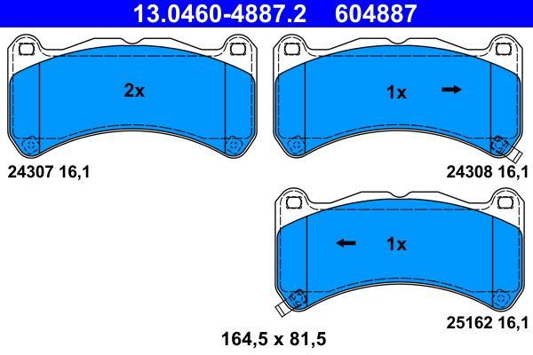 Jeu de 4 plaquettes de frein ATE ref. 13.0460-4887.2