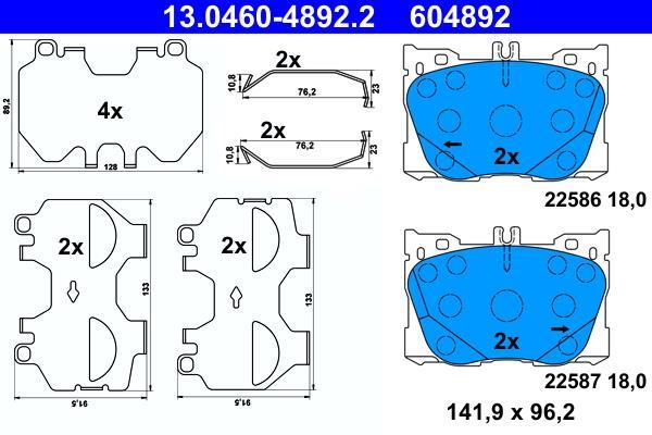 Jeu de 4 plaquettes de frein ATE ref. 13.0460-4892.2