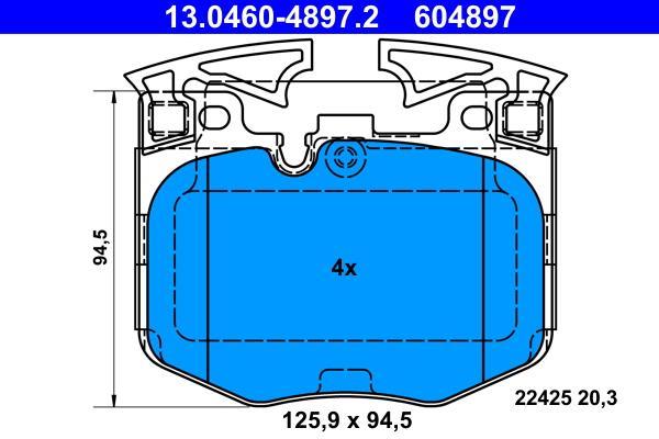 Jeu de 4 plaquettes de frein ATE ref. 13.0460-4897.2