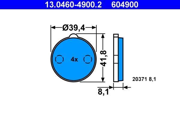 Jeu de 4 plaquettes de frein ATE ref. 13.0460-4900.2