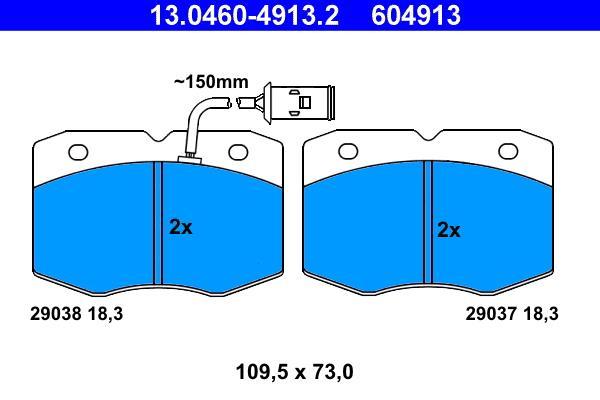 Jeu de 4 plaquettes de frein ATE 13.0460-4913.2