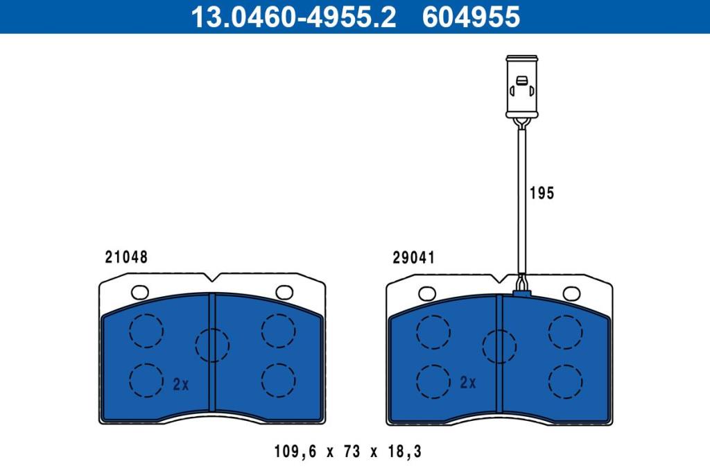 Jeu de 4 plaquettes de frein ATE ref. 13.0460-4955.2