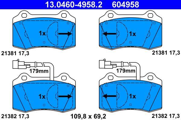 Jeu de 4 plaquettes de frein ATE ref. 13.0460-4958.2