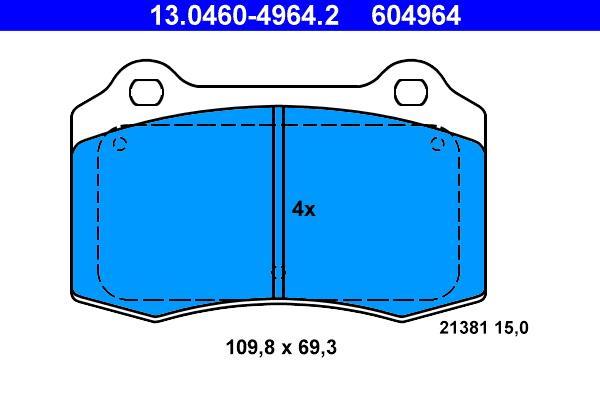 Juego de 4 pastillas de freno (Almohadilla de freno) ATE ref. 13.0460-4964.2