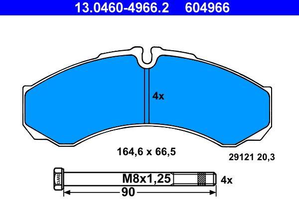 Jeu de 4 plaquettes de frein ATE ref. 13.0460-4966.2