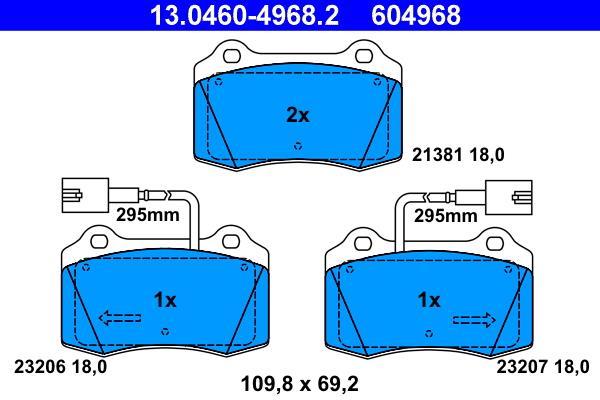 Jeu de 4 plaquettes de frein ATE ref. 13.0460-4968.2