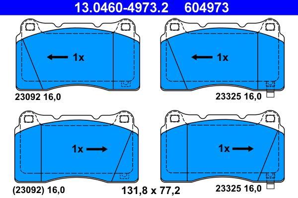 Juego de 4 pastillas de freno (Almohadilla de freno) ATE ref. 13.0460-4973.2