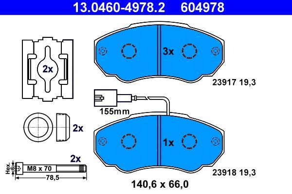 Jeu de 4 plaquettes de frein ATE ref. 13.0460-4978.2