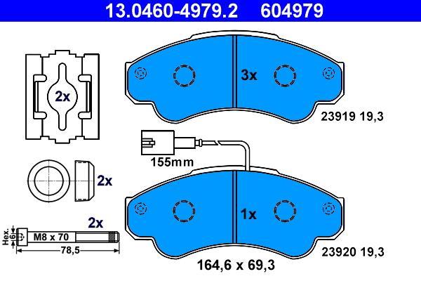 Jeu de 4 plaquettes de frein ATE ref. 13.0460-4979.2