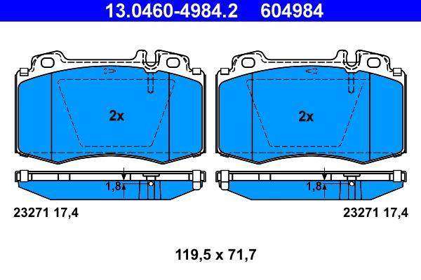Jeu de 4 plaquettes de frein ATE ref. 13.0460-4984.2
