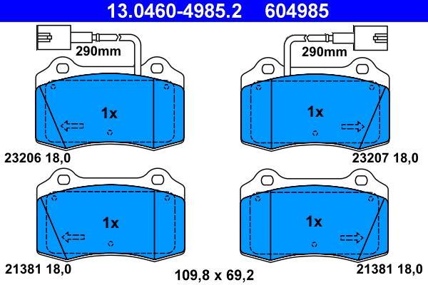 Jeu de 4 plaquettes de frein ATE ref. 13.0460-4985.2