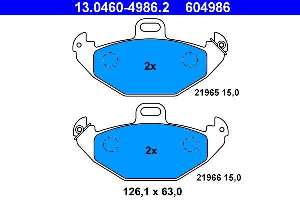 Jeu de 4 plaquettes de frein ATE ref. 13.0460-4986.2