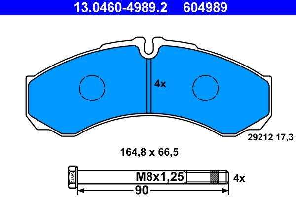 Jeu de 4 plaquettes de frein ATE ref. 13.0460-4989.2