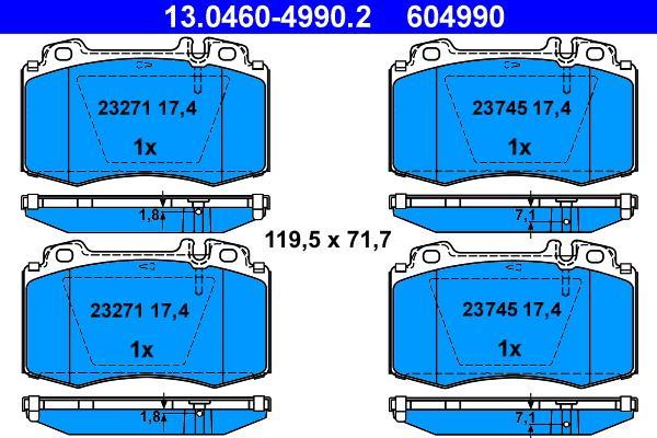 Jeu de 4 plaquettes de frein ATE ref. 13.0460-4990.2