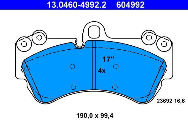Jeu de 4 plaquettes de frein ATE ref. 13.0460-4992.2