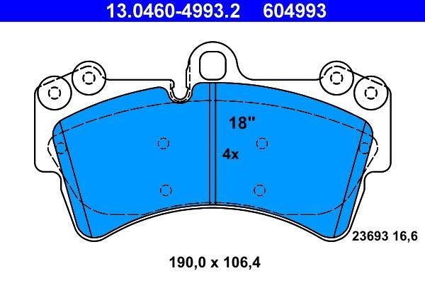 Jeu de 4 plaquettes de frein ATE ref. 13.0460-4993.2
