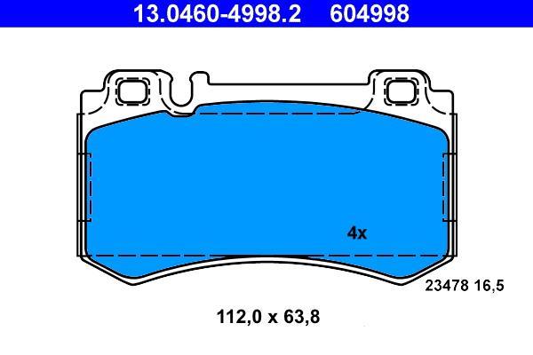 Jeu de 4 plaquettes de frein ATE ref. 13.0460-4998.2