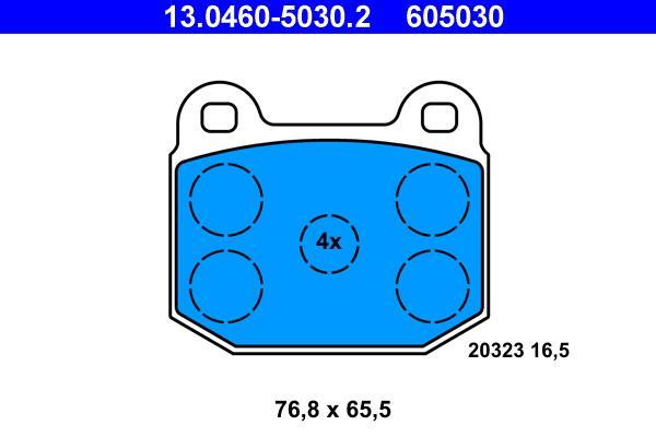 Jeu de 4 plaquettes de frein ATE ref. 13.0460-5030.2