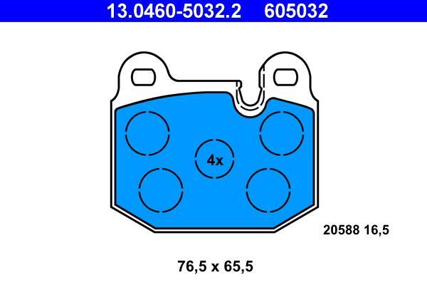 Jeu de 4 plaquettes de frein ATE ref. 13.0460-5032.2