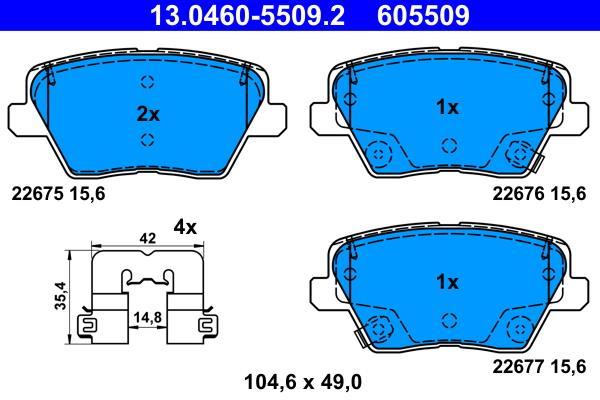 Jeu de 4 plaquettes de frein ATE ref. 13.0460-5509.2