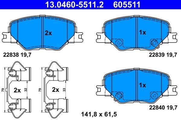 Jeu de 4 plaquettes de frein ATE ref. 13.0460-5511.2