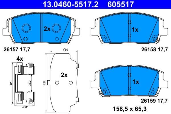 Jeu de 4 plaquettes de frein ATE ref. 13.0460-5517.2