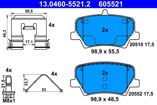 Jeu de 4 plaquettes de frein ATE ref. 13.0460-5521.2