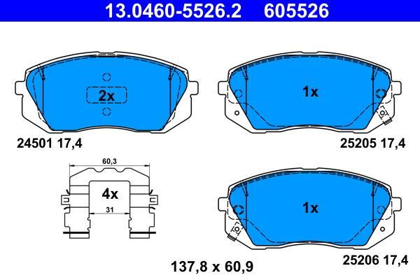 Jeu de 4 plaquettes de frein ATE ref. 13.0460-5526.2