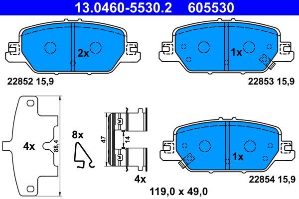 Jeu de 4 plaquettes de frein ATE ref. 13.0460-5530.2