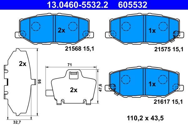 Jeu de 4 plaquettes de frein ATE ref. 13.0460-5532.2