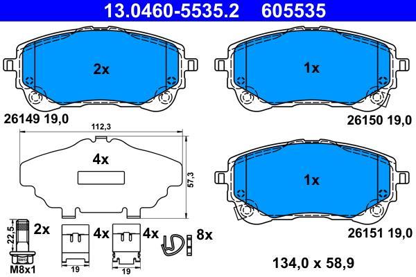 Jeu de 4 plaquettes de frein ATE ref. 13.0460-5535.2