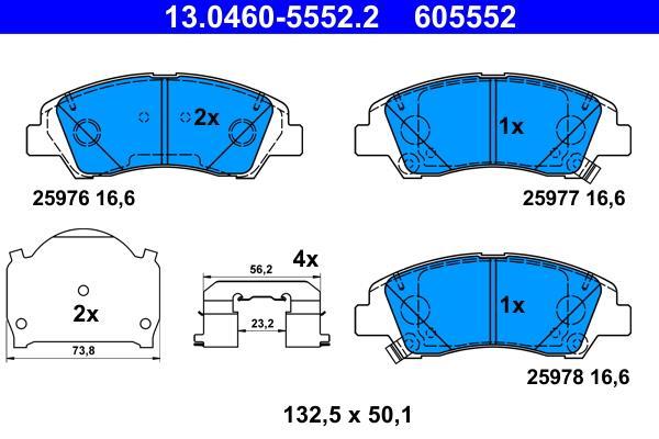 Jeu de 4 plaquettes de frein ATE ref. 13.0460-5552.2
