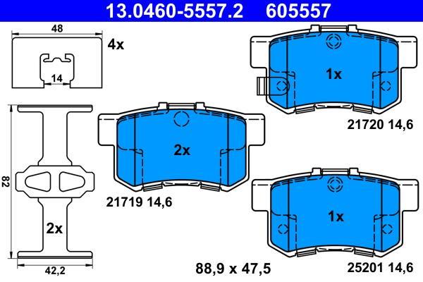 Jogo de 4 pastilhas de travão ATE ref. 13.0460-5557.2