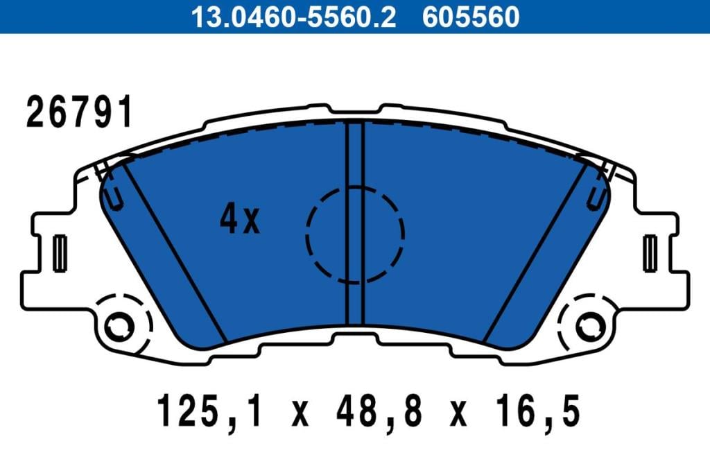 Jeu de 4 plaquettes de frein ATE 13.0460-5560.2
