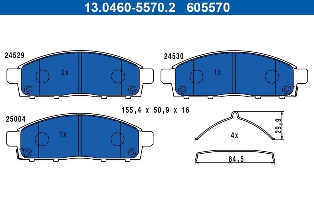 Jeu de 4 plaquettes de frein ATE ref. 13.0460-5570.2