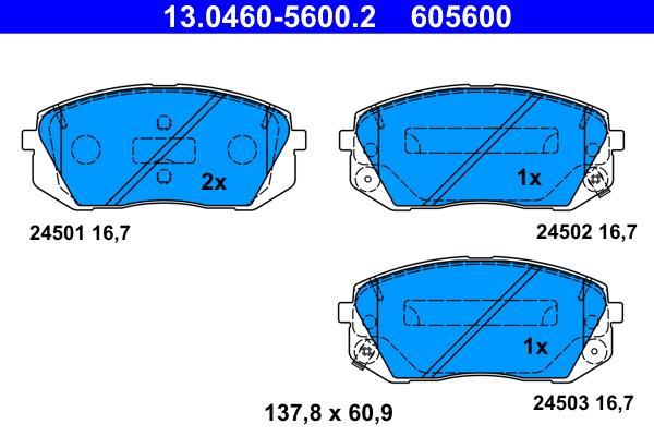 Jeu de 4 plaquettes de frein ATE ref. 13.0460-5600.2